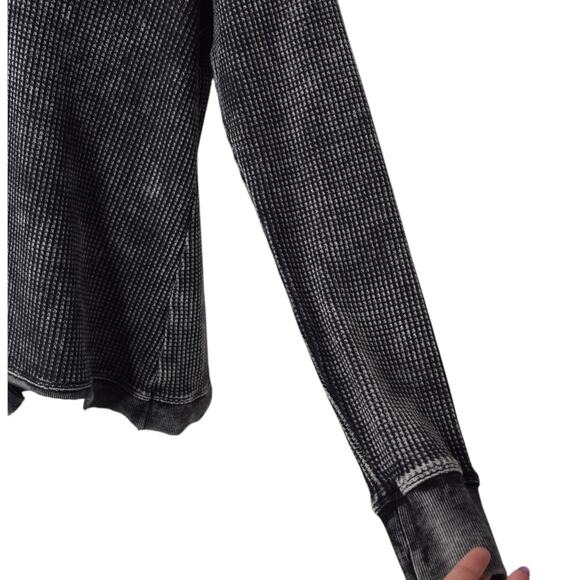 Splendid Sweater‎ Womens XS Acid Wash Grunge Y2K Whimsigoth Asymmetrical Black - Picture 6 of 10